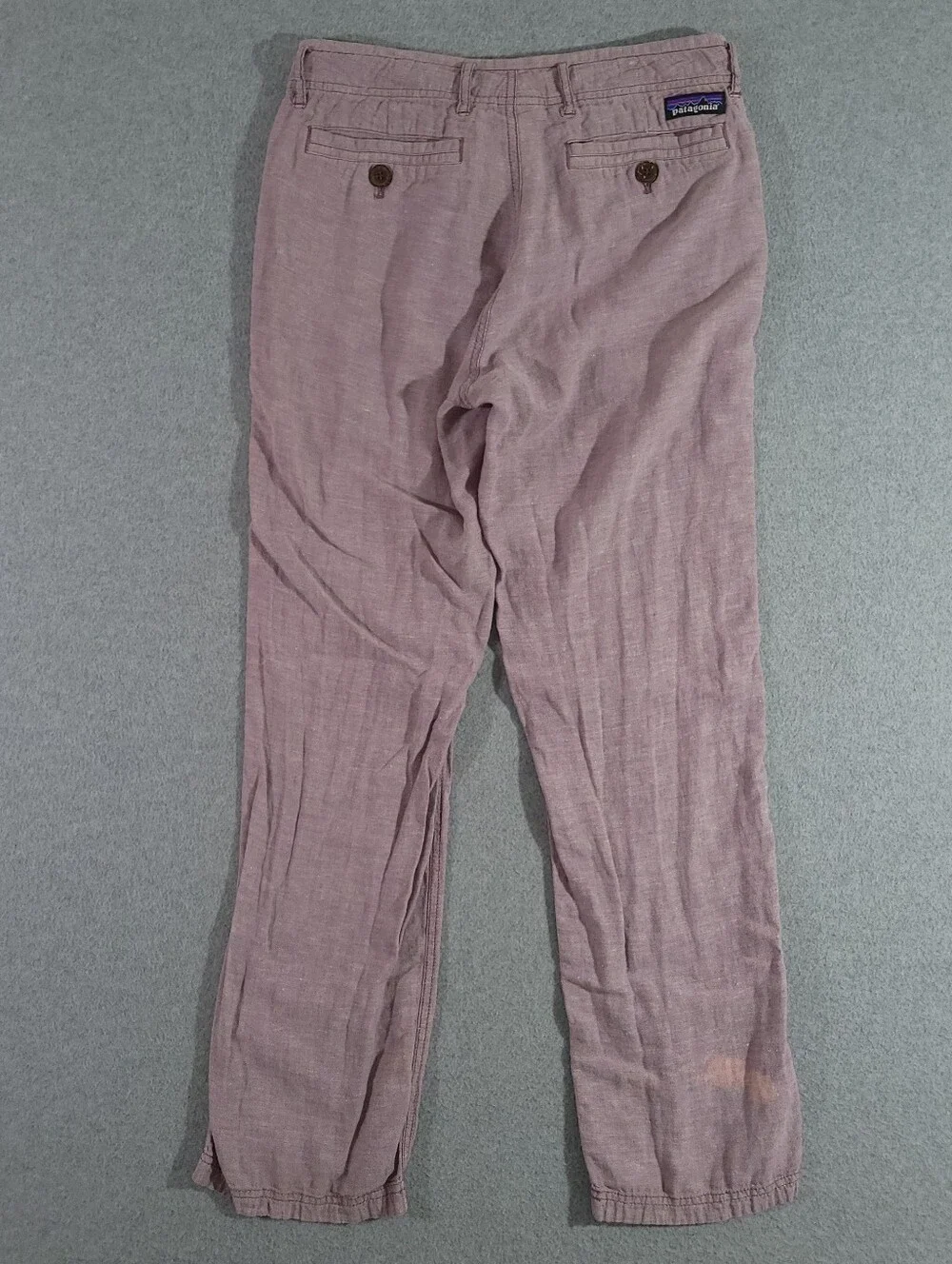 Patagonia Plum Line Pants Mens XS Pink Organic Cotton Straight Hemp Warm Wear